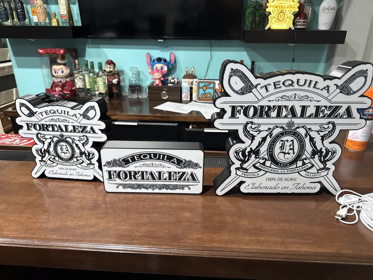 Light box panels displayed on a shelf
