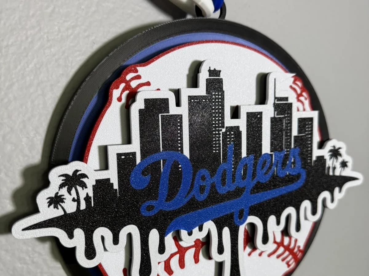 Los Angeles skyline Dodgers layered medallion